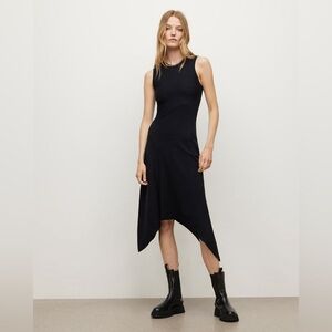 New All Saints Gia ribbed black dress Sz6 MSRP:$245